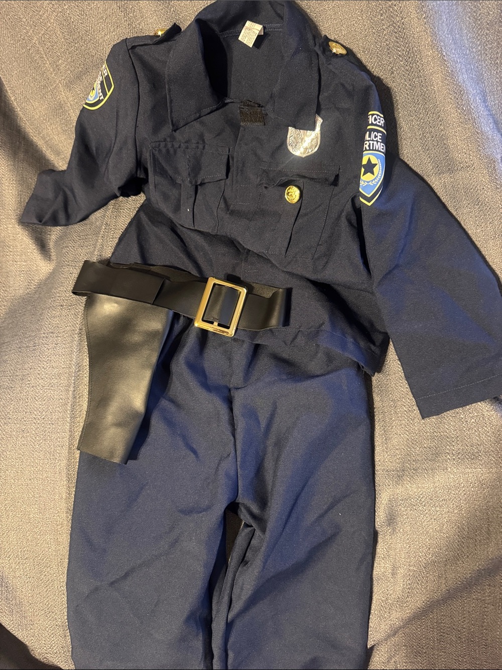 Children's Navy Police Officer Costume with Belt - Navy Blue